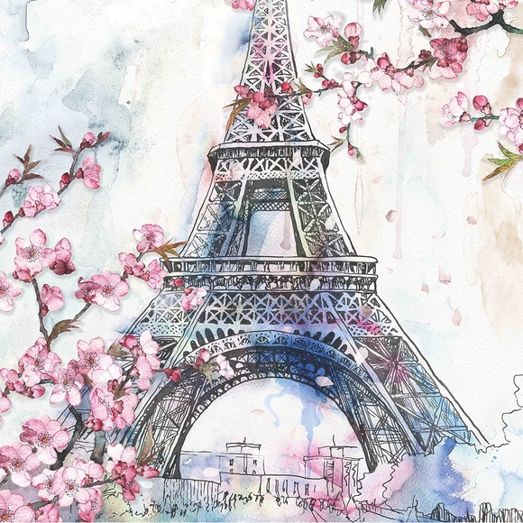 HAVEN HOME DECOR Cherry Blossom Paris Eiffel Tower Canvas Hanging Wall Art - Picture 6 of 6